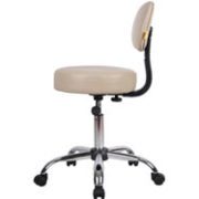 Boss Office AM Vinyl Be Well Medical Spa Professional Adjustable Stool with Back, Beige