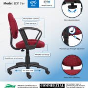 Boss Perfect Posture Deluxe Office Task Chair with Loop Arms, Burgundy