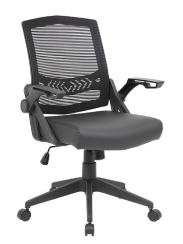 Black Flip Arm Mesh Task Chair. Office Furniture located in Mission Viejo, Orange County, CA 33.619850, -177.680500
