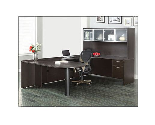 Napa Bullet U-Shape Desk + Hutch w - Glass Doors. Office Furniture located in Mission Viejo, Orange County, CA 33.619850, -177.680500