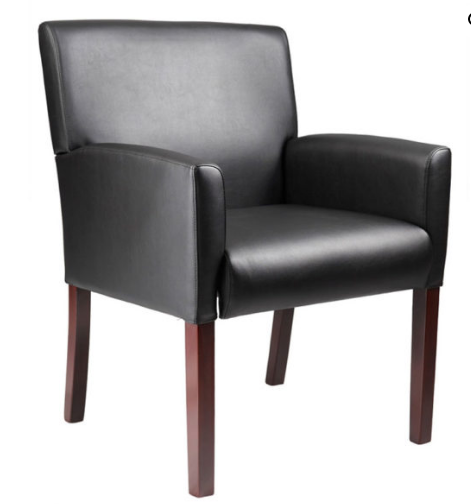 Boss Box Arm guest, accent or dining chair W/Mahogany Finish