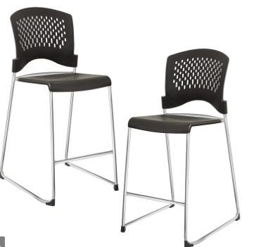 TALL STACKING CHAIR WITH PLASTIC SEAT AND BACK AND CHROME FRAME 2-PACK