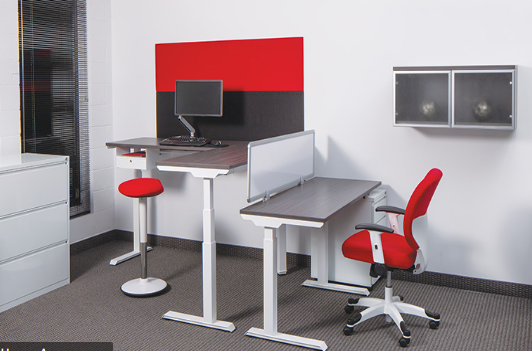 Ascend Adjustable Height Table - 2 Stage 33.619850, -177.680500 Image shows two desks in various heights