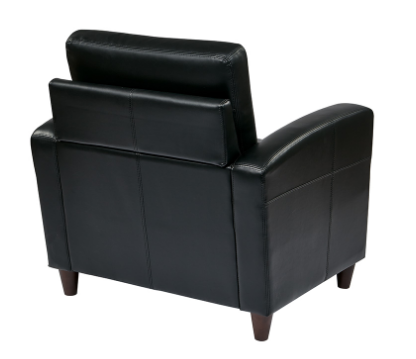 Black Bonded Leather Club Chair w Espresso Finish Legs