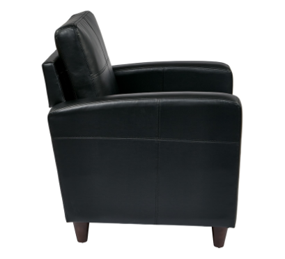 Black Bonded Leather Club Chair w Espresso Finish Legs