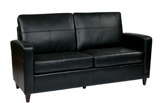 Black Bonded Leather Sofa w Espresso Finish Legs - by Office Star Products