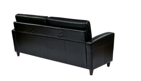 Black Bonded Leather Sofa w Espresso Finish Legs - by Office Star Products