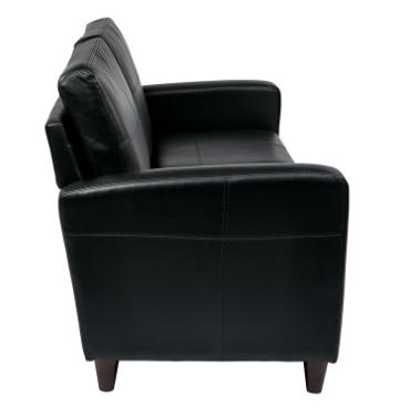 Black Bonded Leather Sofa w Espresso Finish Legs - by Office Star Products