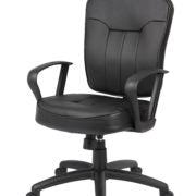 Boss Black Leather Task Chair W/ Loop Arms