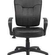 Boss Black Leather Task Chair W/ Loop Arms