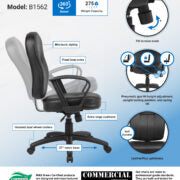 Boss Black Leather Task Chair W/ Loop Arms
