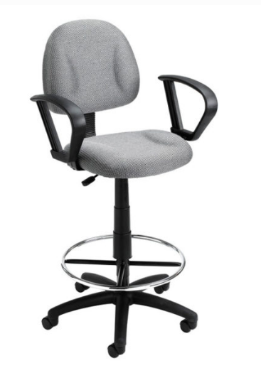 Boss Ergonomic Works Adjustable Drafting Chair with Loop Arms and Removable Foot Rest