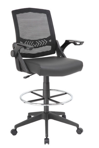 Black Flip Arm Mesh Drafting Stool. Office Furniture located in Mission Viejo, Orange County, CA 33.619850, -177.680500