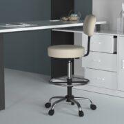 Boss Office AM Vinyl Medical/Drafting Stool with Back, Beige