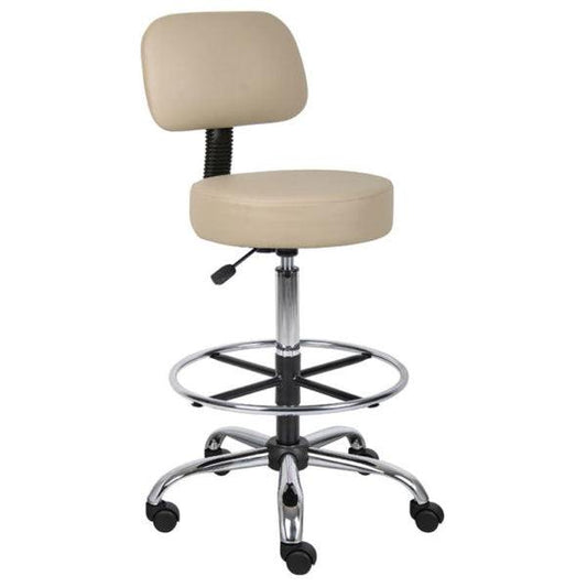 Boss Office AM Vinyl Medical/Drafting Stool with Back, Beige