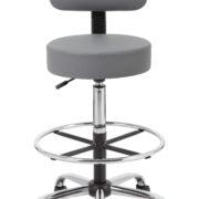 Boss Office AM Vinyl Medical/Drafting Stool with Back, Grey