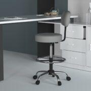 Boss Office AM Vinyl Medical/Drafting Stool with Back, Grey