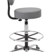 Boss Office AM Vinyl Medical/Drafting Stool with Back, Grey