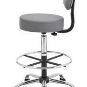 Boss Office AM Vinyl Medical/Drafting Stool with Back, Grey