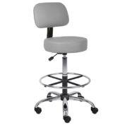 Boss Office AM Vinyl Medical/Drafting Stool with Back, Grey