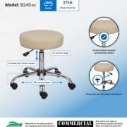 Boss Office AM Vinyl Be Well Medical Spa Professional Adjustable Stool, Beige