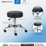 Boss Office AM Vinyl Be Well Medical Spa Professional Adjustable Stool, Black