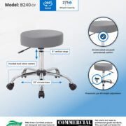 Boss Office AM Vinyl Be Well Medical Spa Professional Adjustable Stool, Grey