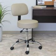 Boss Office AM Vinyl Be Well Medical Spa Professional Adjustable Stool with Back, Beige