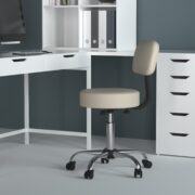 Boss Office AM Vinyl Be Well Medical Spa Professional Adjustable Stool with Back, Beige
