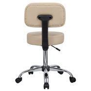 Boss Office AM Vinyl Be Well Medical Spa Professional Adjustable Stool with Back, Beige