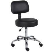 Boss Office AM Vinyl Be Well Medical Spa Professional Adjustable Stool with Back, Black