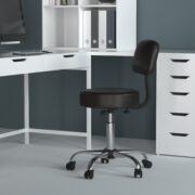 Boss Office AM Vinyl Be Well Medical Spa Professional Adjustable Stool with Back, Black