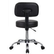 Boss Office AM Vinyl Be Well Medical Spa Professional Adjustable Stool with Back, Black