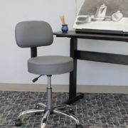 Boss Office AM Vinyl Be Well Medical Spa Professional Adjustable Stool with Back, Grey