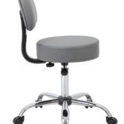 Boss Office AM Vinyl Be Well Medical Spa Professional Adjustable Stool with Back, Grey