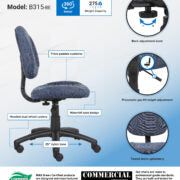 Boss Perfect Posture Deluxe Office Task Chair without Arms, Blue