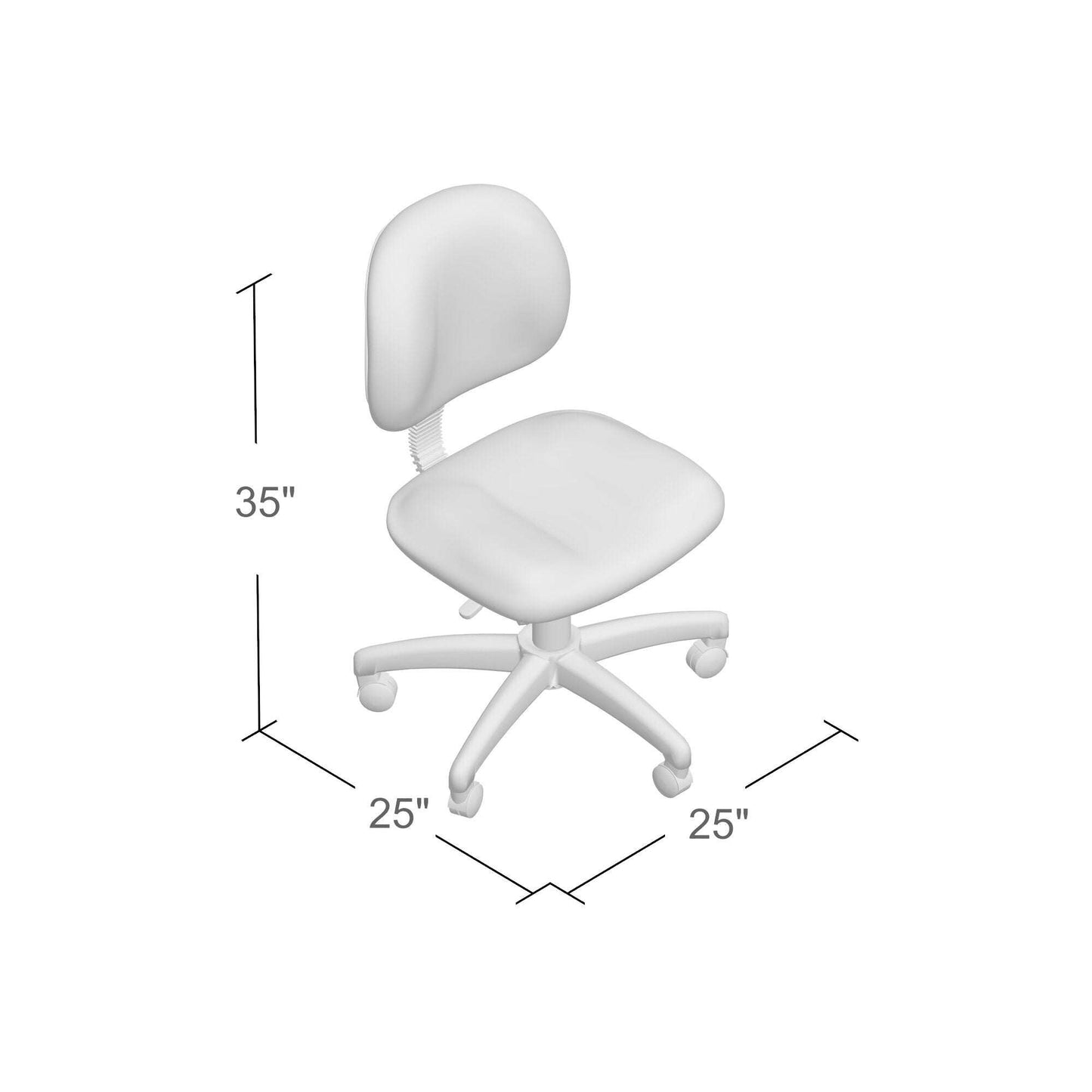Boss Perfect Posture Deluxe Office Task Chair without Arms, Grey
