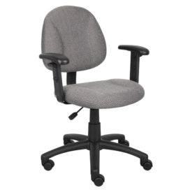 Boss Perfect Posture Deluxe Office Task Chair with Adjustable Arms, grey