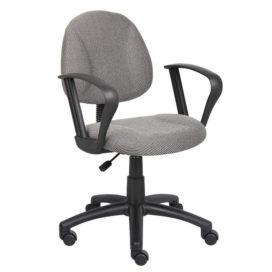 Boss Perfect Posture Deluxe Office Task Chair with Loop Arms, grey