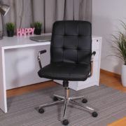 Modern Office Chair w/Chrome Arms-Black