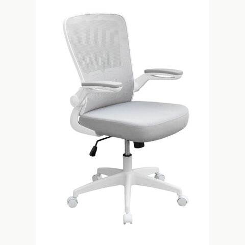 Boss Grey Mesh, Flip Arm, Task Chair, White Frame