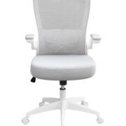 Boss Grey Mesh, Flip Arm, Task Chair, White Frame