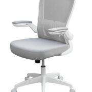 Boss Grey Mesh, Flip Arm, Task Chair, White Frame