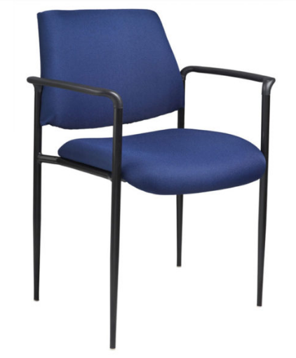 Boss Square Back Diamond Stacking Chair W/Arm In Black