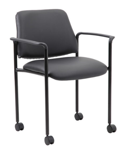 Boss Square Back Diamond Stacking Chair W/Arm In Black