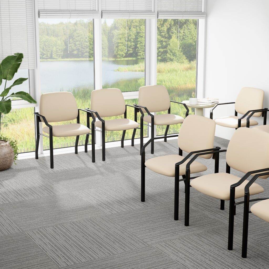 Boss Chair Mid Back Guest Chair, 300 lb capacity, Antimicrobial Vinyl, Beige