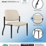 Boss Chair Mid Back Armless Guest Chair, 400 lb capacity, Antimicrobial Vinyl, Beige