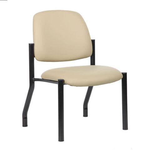 Boss Chair Mid Back Armless Guest Chair, 300 lb capacity, Antimicrobial Vinyl, Beige