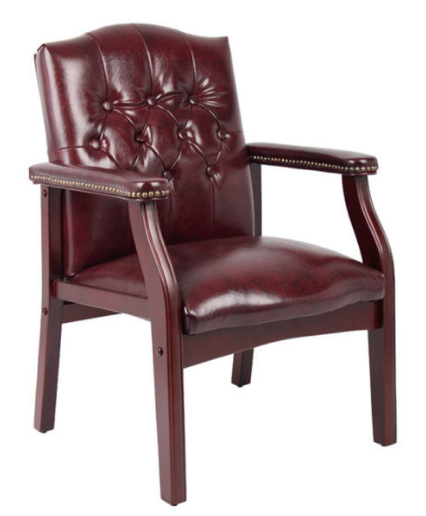 Boss Traditional Black Caressoft guest, accent or dining chair W/ Mahogany Finish