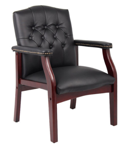 Traditional Black Caressoft Guest Chair W Mahogany Finish. Office Furniture located in Mission Viejo, Orange County, CA 33.619850, -177.680500
